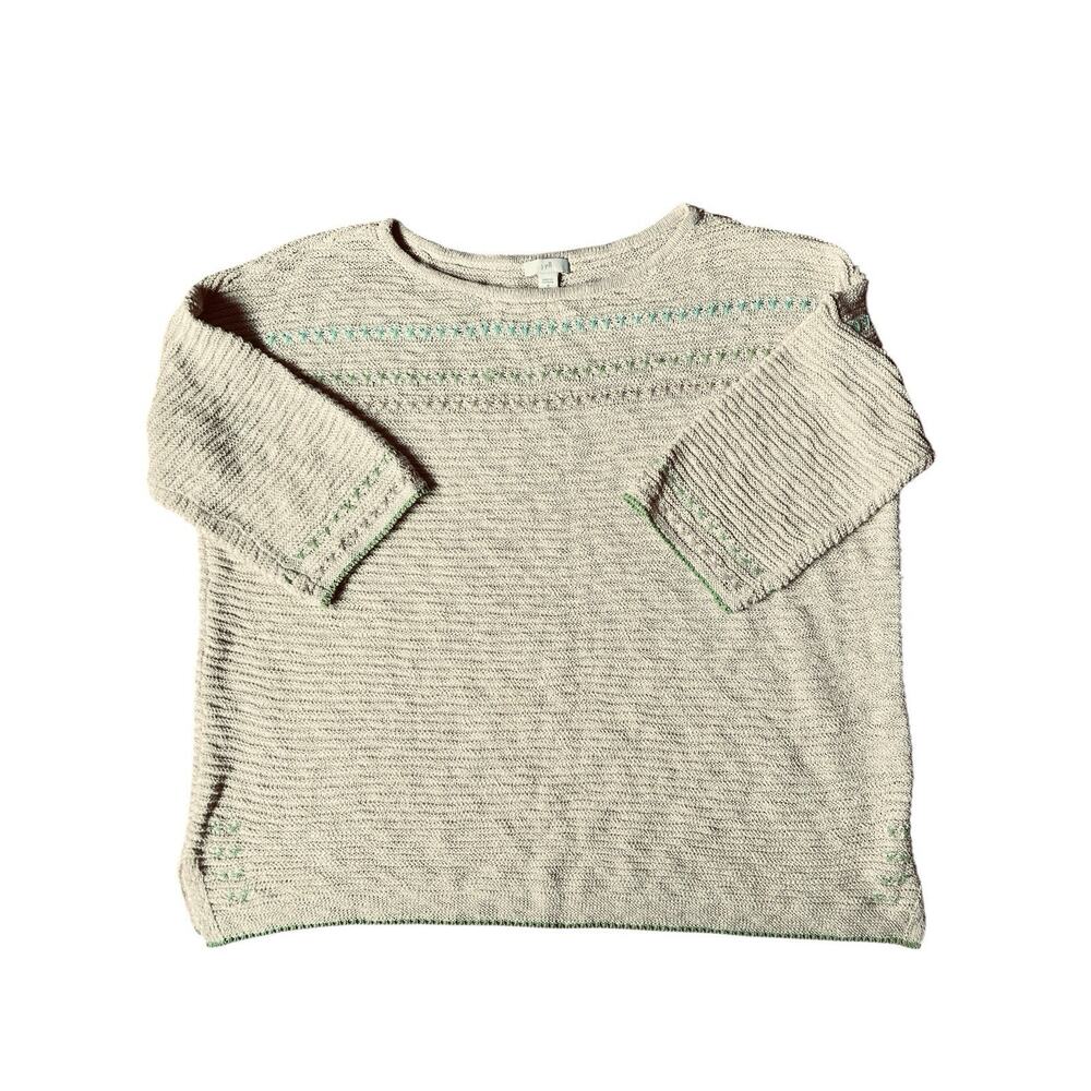 J.Jill Women’s Light & Airy Textured Boatneck Beige 3/4 Sleeves Sweater Sz. MP - Picture 1 of 16